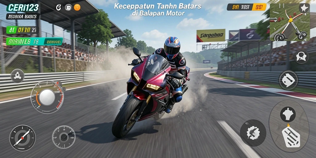 Tampilan menarik dari gameplay balapan motor di CERI123.