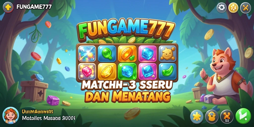 Tampilan gameplay seru FUNGAME777 dengan elemen warna-warni.