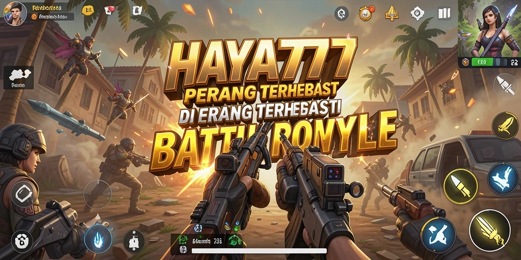 Screenshot HAYA777 menampilkan pertempuran sengit di medan perang Battle Royale.