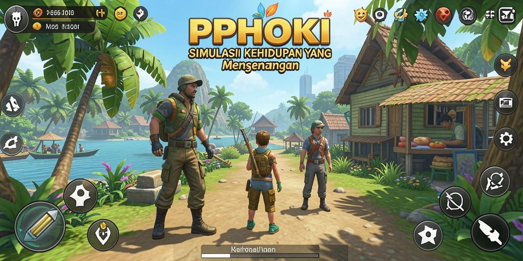 Tampilan gameplay PPHOKI dengan interaksi karakter yang dinamis.