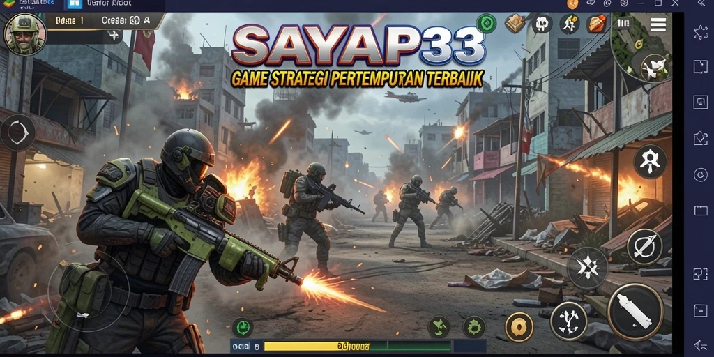 Tangkapan layar utama SAYAP33 yang menampilkan taktik pertempuran.