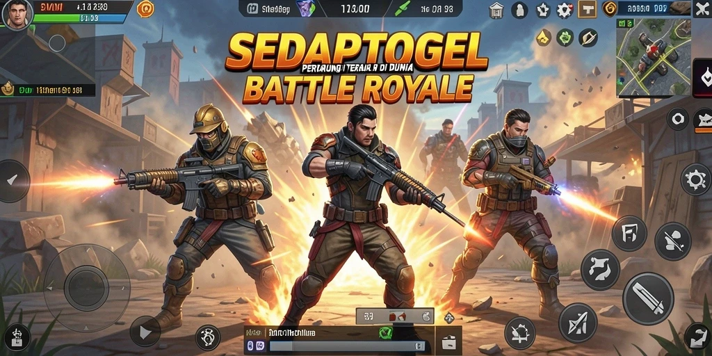 Gameplay menegangkan SEDAPTOGEL di medan pertempuran Battle Royale.