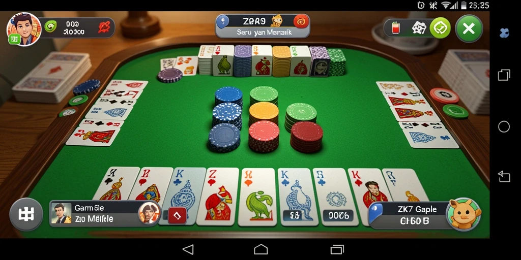 Screenshot ZK7 menampilkan permainan Gaple yang penuh aksi.